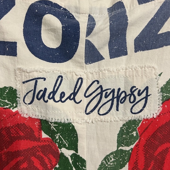 NWT Jaded Gypsy NWT Market Fresh Overalls - Chicken feed Sack size multi L / XL - Picture 3 of 7